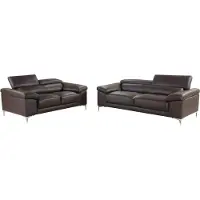 Vente-unique Couchgarnitur Leder 3+2 - Braun - SOLANGE