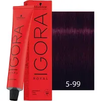 Schwarzkopf - Igora Royal Permanent Color Creme 5-99 Châtain clair violet extra Haare färben 60 ml