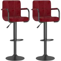 vidaXL Barhocker 2 Stk. Weinrot Samt