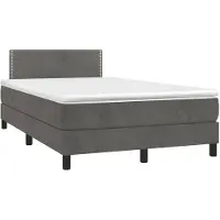 vidaXL Boxspringbett mit Matratze Dunkelgrau 120x200 cm Samt