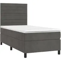 vidaXL Boxspringbett mit Matratze Dunkelgrau 90x190 cm Samt