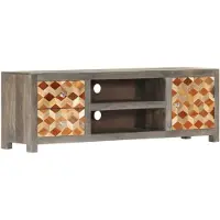 vidaXL TV-Schrank Grau 120x30x40 cm Massivholz Mango
