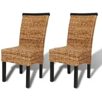 vidaXL Esszimmerstühle 2 Stk. Abaca und Mango Massivholz