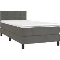vidaXL Boxspringbett mit Matratze & LED Dunkelgrau 80x200 cm Samt