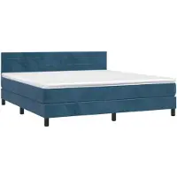 vidaXL Boxspringbett mit Matratze & LED Dunkelblau 180x200 cm Samt