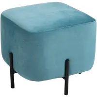 HOMCOM Fußhocker für Wohnzimmer gepolstert Polyester Stahl türkis 838-118