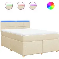 vidaXL Boxspringbett mit Matratze Creme 160x200 cm Stoff