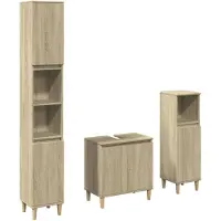 vidaXL 3-tlg. Badmöbel-Set Sonoma-Eiche Holzwerkstoff