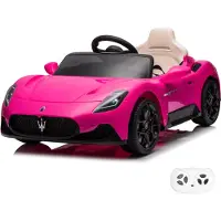 Vrooomy Maserati MC20 Cielo Kinder Elektroauto 12V (1–5 Jahre) – Offiziell Lizenziert, mit 2.4G Fernbedienung, EVA-Reifen & Ledersitz – Kinder Elektroauto Rosa
