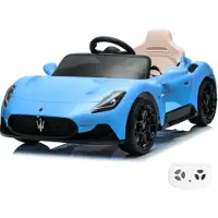 Vrooomy Maserati MC20 Cielo Kinder Elektroauto 12V (1–5 Jahre) – Offiziell Lizenziert, mit 2.4G Fernbedienung, EVA-Reifen & Ledersitz – Kinder Elektroauto Blau