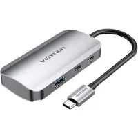 Vention TNDHB, USB Typ-C, USB 3.2 Gen 1 (3.1 Gen 1) Type-A, USB 3.2 Gen 1 (3.1 Gen 1) Type-C, 5000 Mbit/s, Grau, Aluminium, 100 W