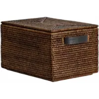 DECOR WALTHER Aufbewahrungskorb Basket BOX mit Deckel Rattan Dunkel