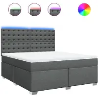 vidaXL Boxspringbett mit Matratze Dunkelgrau 180x200 cm Stoff