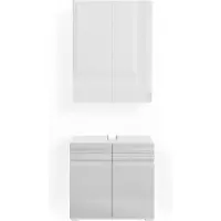 Vicco Badmöbel-Set Fredd Weiß Hochglanz 2 Teile, Model 30427