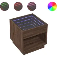 vidaXL Couchtisch mit Infinity-LED Braun Eichen-Optik 50x50x50 cm