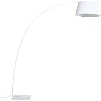 Beliani Stehlampe Weiß Metall 188 cm Stoffschirm Marmorfuß langes Kabel mit Schalter Bogenlampe Modernes Design