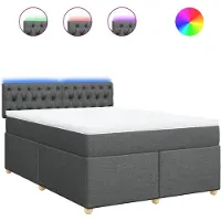 vidaXL Boxspringbett mit Matratze Dunkelgrau 140x190 cm Stoff