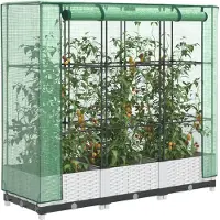 vidaXL Hochbeet mit Gewächshaus-Aufsatz Rattan-Optik 120x40x123 cm