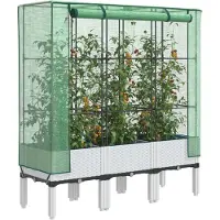 vidaXL Hochbeet mit Gewächshaus-Aufsatz Rattan-Optik 120x40x140 cm