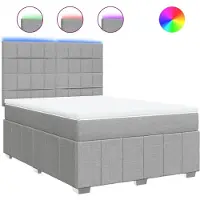 vidaXL Boxspringbett mit Matratze Hellgrau 160x200 cm Stoff