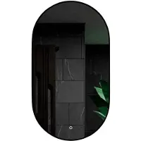 Mirlux Badezimmerspiegel mit LED-Beleuchtung & Heizung - Wandspiegel Oval - Anti-Kondensations-Duschspiegel - Schwarz - 90x50CM