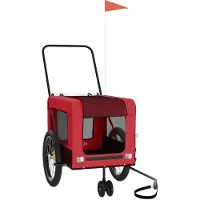 vidaXL Fahrradanhänger Hunde Rot und Schwarz Oxford-Gewebe & Eisen