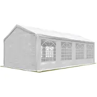 TOOLPORT Partyzelt 4x8 m Pavillon starke PVC 600 N Plane wasserdicht und schneller Aufbau
