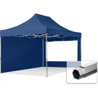 TOOLPORT 3x4,5m Aluminium Faltpavillon, inkl. 2 Seitenteile, dunkelblau