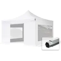 TOOLPORT 4x4m Aluminium Faltpavillon, inkl. 4 Seitenteile, weiß