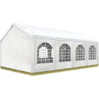 Sonstiges TOOLPORT Hochwertiges Partyzelt 3x8 m Pavillon Zelt PE Plane 450 N Gartenzelt Festzelt Wasserdicht weiß