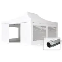 TOOLPORT 4x6m Aluminium Faltpavillon, inkl. 4 Seitenteile, weiß
