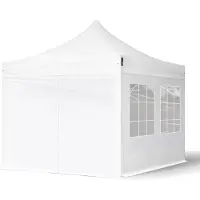 TOOLPORT 3x3m Stahl Faltpavillon, inkl. 4 Seitenteile, weiß