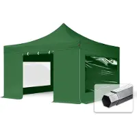 TOOLPORT 4x4m Aluminium Faltpavillon, inkl. 4 Seitenteile, dunkelgrün
