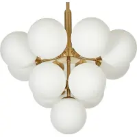 Beliani Hängelampe Messing Metall 100 cm 13-Licht Glühbirne Beleuchtung Weiß Glas Kugel Schirme Glam Leuchte