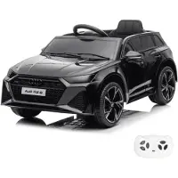 Vrooomy Audi RS6 Kinder Elektroauto 12V (1–5 Jahre) – Offiziell Lizenziert Audi RS6 Competition, mit 2.4G Fernbedienung, EVA-Reifen & Ledersitz – Kinder Elektroauto Schwarz