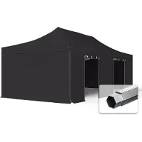 TOOLPORT 4x8m Aluminium Faltpavillon, inkl. 4 Seitenteile, schwarz