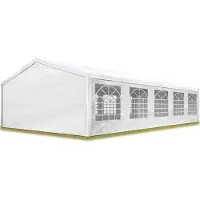 TOOLPORT Partyzelt Pavillon 5x10 m in weiß PE Plane 350 N Wasserdicht UV Schutz Festzelt Gartenzelt