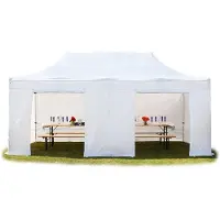 TOOLPORT 4x8m Aluminium Faltpavillon, inkl. 4 Seitenteile, weiß