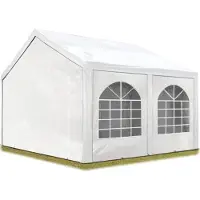 TOOLPORT Hochwertiges Partyzelt 4x4 m Pavillon Zelt PE Plane 450 N Gartenzelt Festzelt Wasserdicht weiß