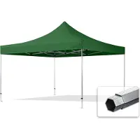 TOOLPORT 4x4m Aluminium Faltpavillon, ohne Seitenteile, dunkelgrün