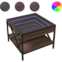 vidaXL Couchtisch mit Infinity-LED Braun Eichen-Optik 50x50x38 cm