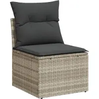 vidaXL Gartensofa ohne Armlehnen mit Kissen Hellgrau Poly Rattan