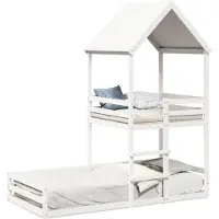 vidaXL Etagenbett mit Dach Weiß 90x200 cm Massivholz Kiefer