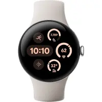 Google - Pixel Watch 3 41mm 4G Polished Silver/Porcelain