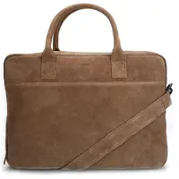 Manfield Taupefarbene Laptoptasche aus Veloursleder 18.5 Zoll | Größe Onesize