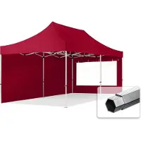 TOOLPORT Faltzelt PROFESSIONAL 3x6 m - mit 2 Seitenteilen (Panoramafenster) Faltpavillon ALU rot