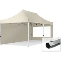 TOOLPORT 3x6m Aluminium Faltpavillon, inkl. 2 Seitenteile, creme