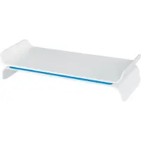 Leitz Ergo WOW Monitorständer, ergonomisch, für Monitore bis 27 ″, 2-stufig höhenverstellbar mit Stauraum für Tastatur, B 209 x H 112 mm, weiß/blau