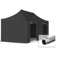 TOOLPORT 3x6m Aluminium PROFESSIONAL Faltpavillon, inkl. 4 Seitenteile, schwarz
