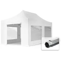 TOOLPORT 3x6m Aluminium PROFESSIONAL Faltpavillon, inkl. 4 Seitenteile, weiß